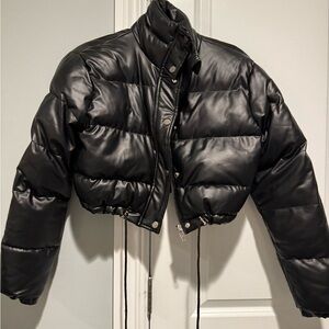 Adika Black Cropped Puffer Jacket
